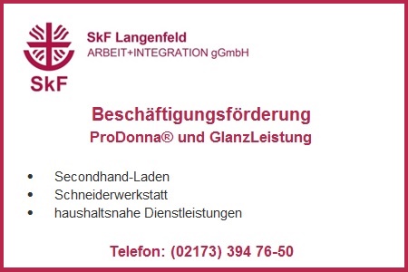 SkF Langenfeld: Teilzeit- und Vollzeit-Jobs im Bereich Haushaltsnahe Dienstleistungen.